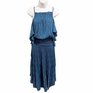 Current Air Jacquard Pleated Cold-Shoulder Midi Dress size XS